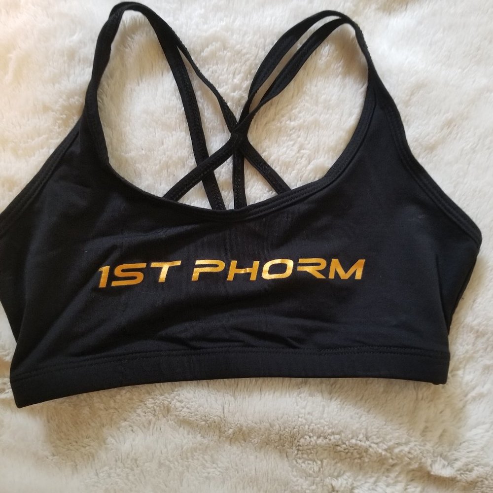 1st Phorm Black and Gold Sports Bra